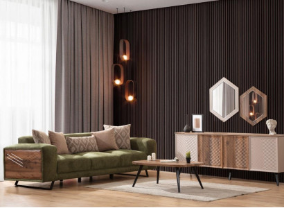 Modern Green Upholstered Sofa Living room Designer Sideboard Luxury Sideboard